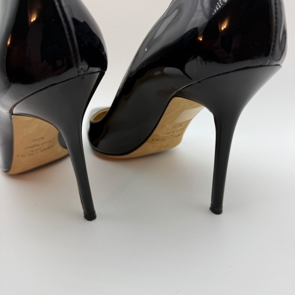 JIMMY CHOO ROUND TOE 100MM PUMPS BLACK PATENT SIZE 40.5 - Picture 5 of 7